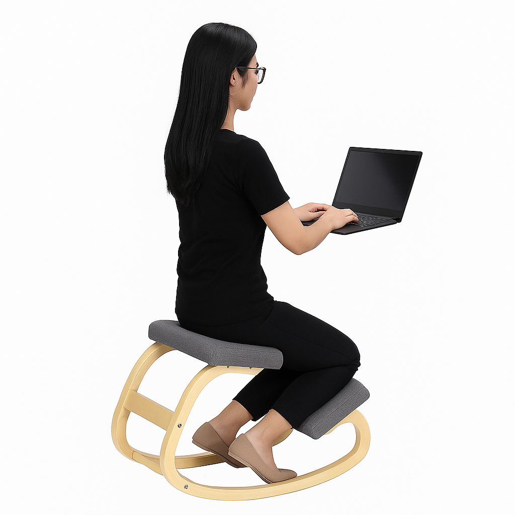 Taburete ergonómico con sillín acolchado
